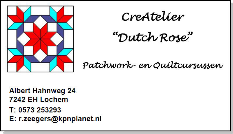CreAtelier "Dutch Rose" Patchwork en quiltcursus